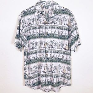 SUMMA Silk Cotton Hawaiian Aloha Surf Camp Shirt S